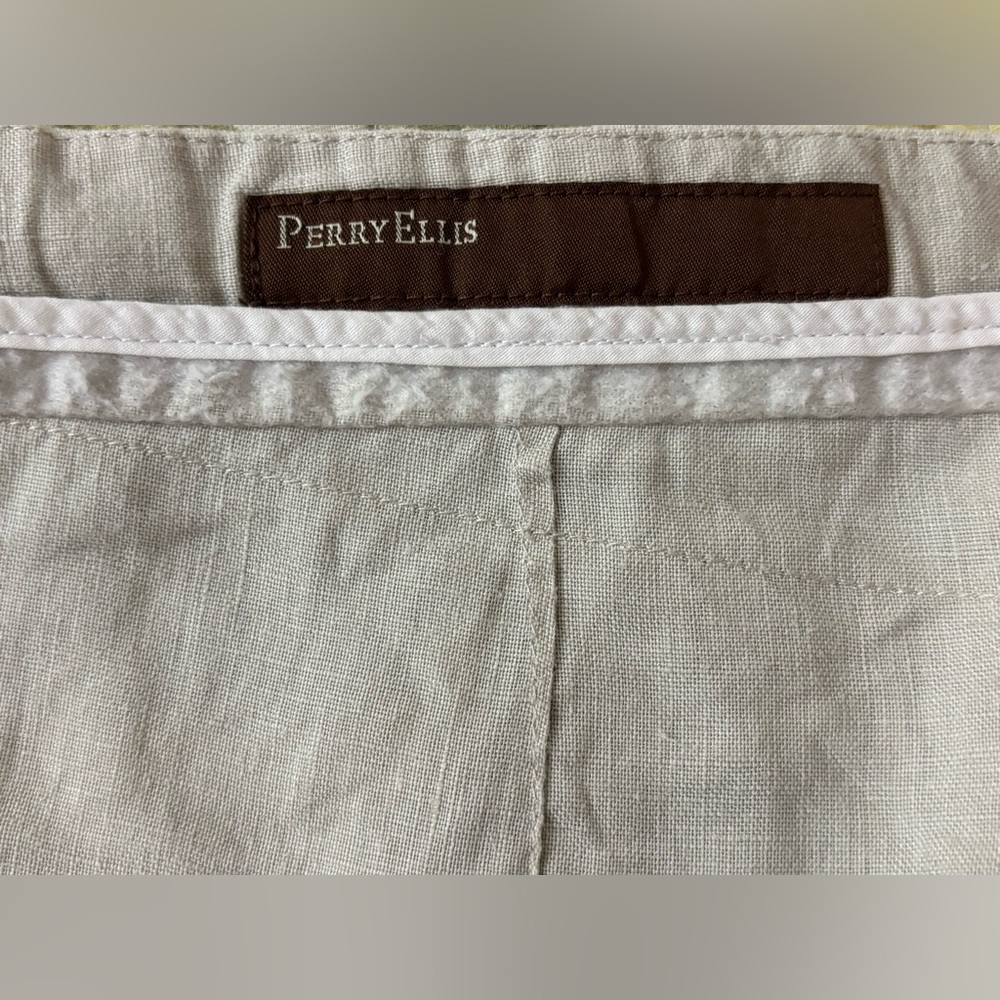 Perry Ellis Tan Linen Blend Drawstring Pants - Picture 5 of 6